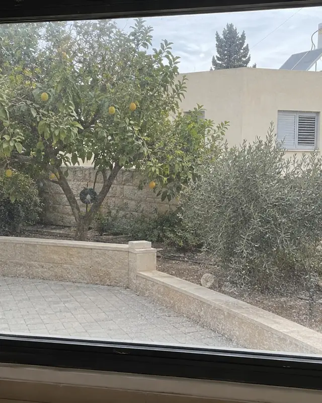 לפני: חלון לגינה, זכוכית מאובקת עם כתמים
